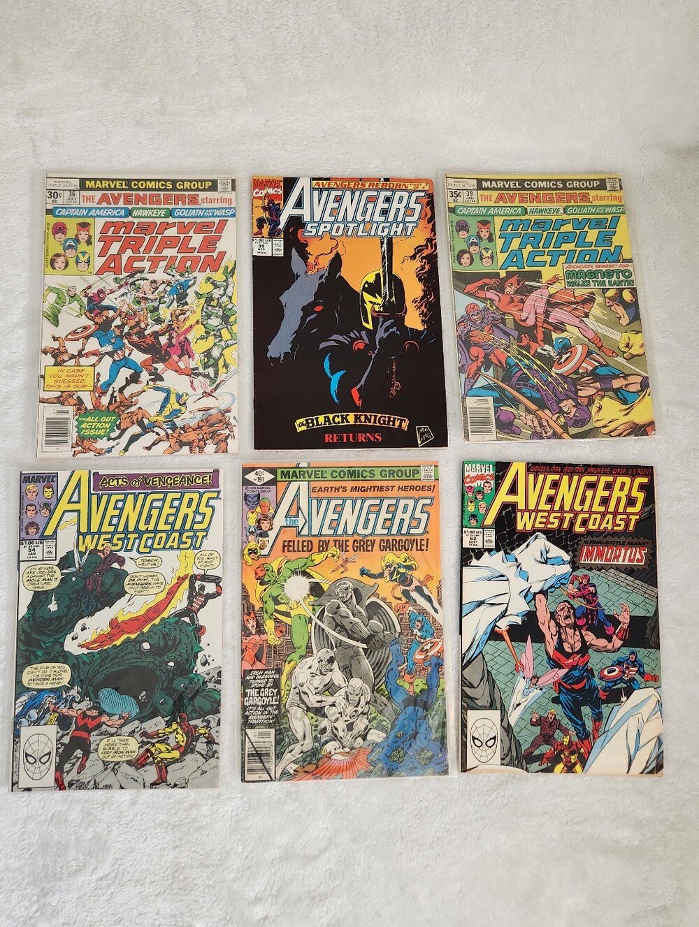 Marvel Avengers Comic Lot of 6 Vintage 1977-1990 Captain America Hawkeye